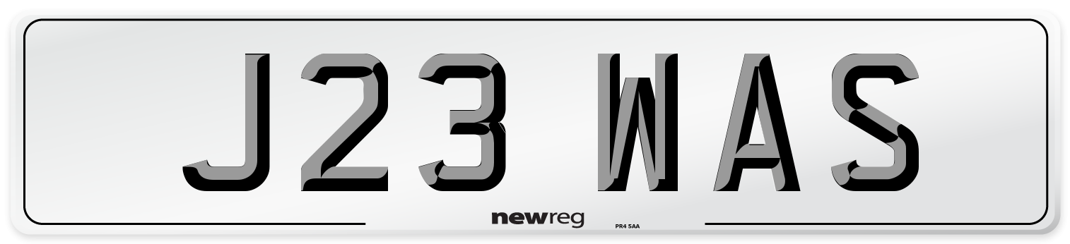 J23 WAS Number Plate from New Reg